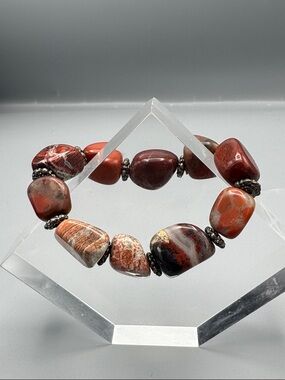 Red Jasper Beaded Stretch Bracelet